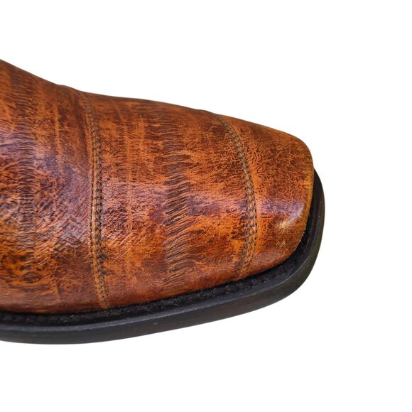 Dan Post Cowboy Boots Mens Exotic Eel Leather Brown Two Tone 8.5 D Never Worn - Picture 13 of 16